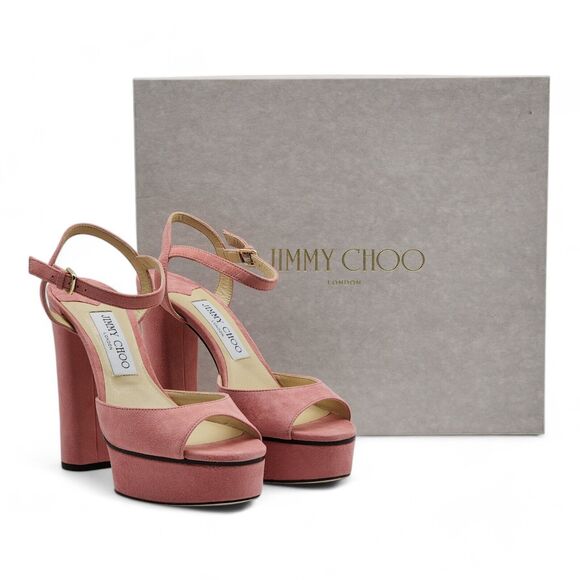 Jimmy Choo Peachy Platform Sandals 125mm - Suede - Pink 38 7.5US $850 - Picture 1 of 10